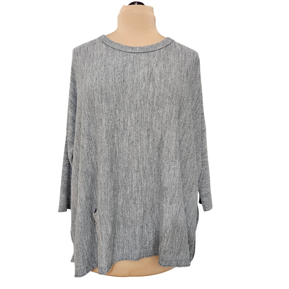 Mer Sea & Co Gray Knit Poncho Sweater Oversized Tunic Side Slit Pocket One Size